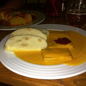 Svickova with smoked tempeh at Vegan's Prague in Prague