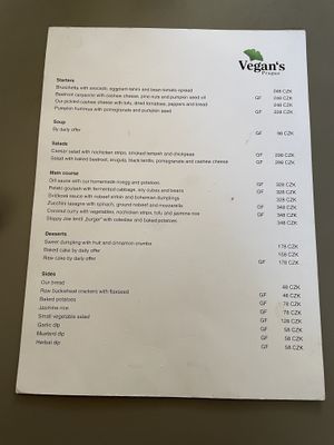 Food Menu  at Vegan's Prague in Prague