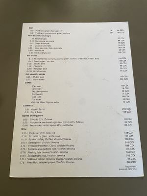 Drinks Menu  at Vegan's Prague in Prague