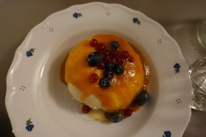 Dessert: Apricot dumpling #Veganuary at Vegan's Prague in Prague