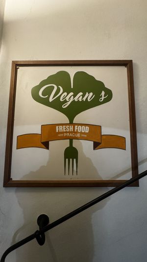 Sign  at Vegan's Prague in Prague