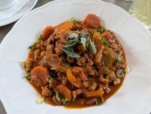 Potato goulash at Vegan's Prague in Prague