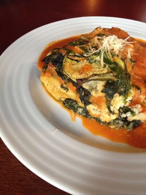 Zucchini lasagna at Vegan's Prague in Prague
