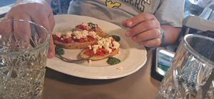 Bruschetta with tomatoes and peppers at Vegan's Prague in Prague