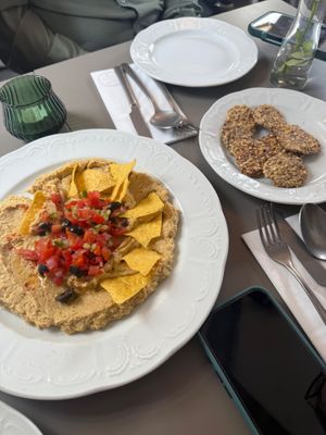 hummus with raw buckwheat crackers at Vegan's Prague in Prague