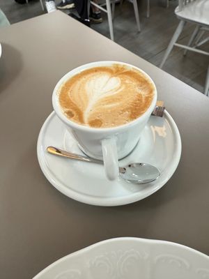 cappuccino with soy milk  at Vegan's Prague in Prague