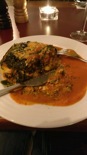 vegan lasagne  at Vegan's Prague in Prague