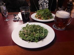 beetroot salad and bruschetta (and a lot of rocket^^)  at Vegan's Prague in Prague
