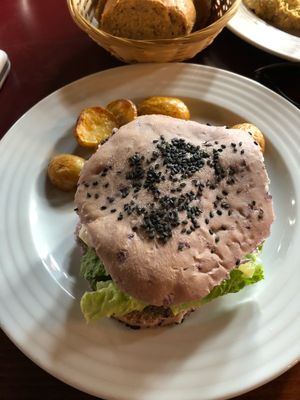 Vegan burger at Vegan's Prague in Prague