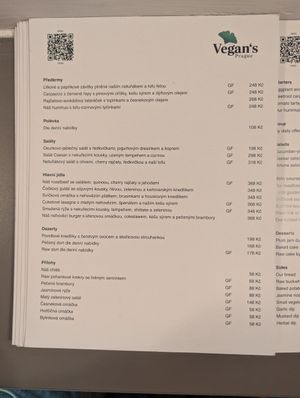 Menu - August 2026 at Vegan's Prague in Prague