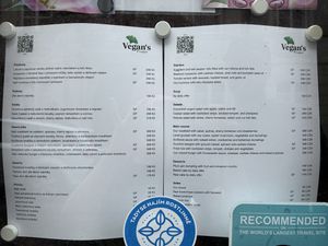 Menu as of August 2026  at Vegan's Prague in Prague