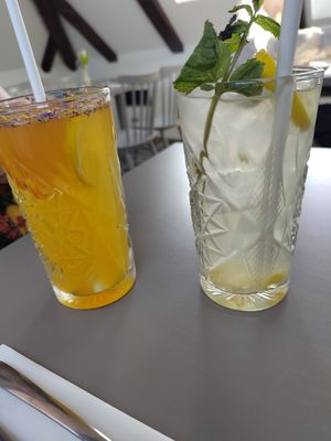 Yuzu ginger lemonade and homemade lemonade at Vegan's Prague in Prague