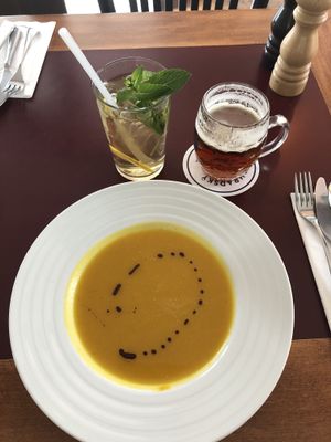 Kürbissuppe at Vegan's Prague in Prague