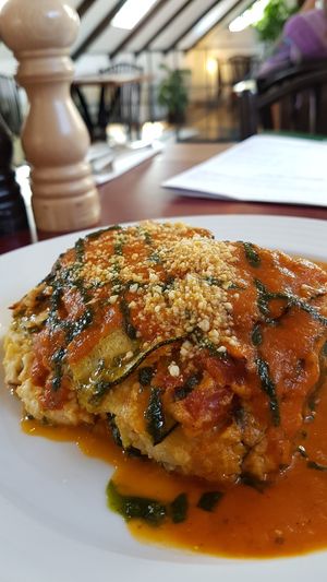 Zuchinni lasagna at Vegan's Prague in Prague