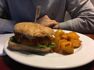Leonardo da Vinci burger at Vegan's Prague in Prague