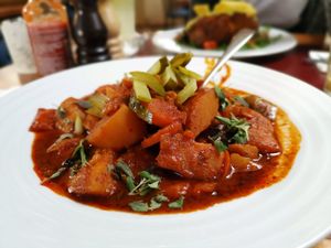 Gulasch, and it was great! at Vegan's Prague in Prague