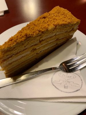 Vegan honey cake  at Vegan's Prague in Prague