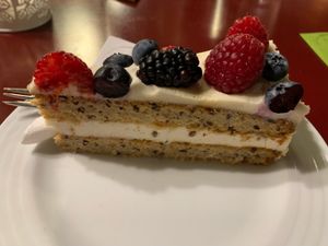 Coconut cream and berries. Phenomenal  at Vegan's Prague in Prague