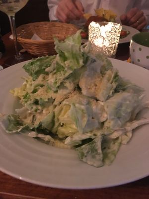 Caesar salad with vegan parmasan cheese at Vegan's Prague in Prague