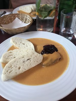 Classic Czech food; Svíčková at Vegan's Prague in Prague
