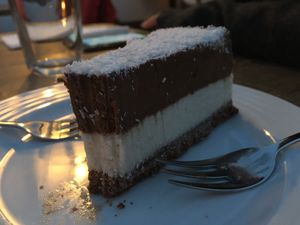 Bounty raw cake at Vegan's Prague in Prague