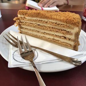 Vegan honey cake  at Vegan's Prague in Prague