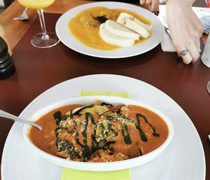 Zucchini lasagne and the traditional Czech dish with dumplings I can’t pronounce  at Vegan's Prague in Prague