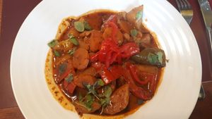 Main : traditional goulash at Vegan's Prague in Prague