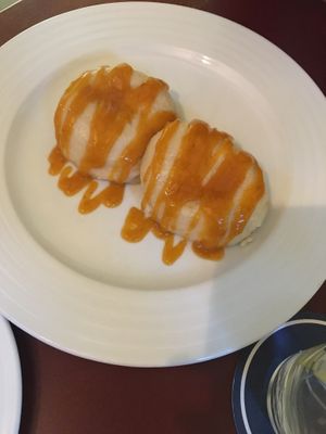 Dumplings & apricot sauce at Vegan's Prague in Prague