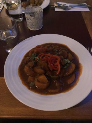 Potato goulash stew at Vegan's Prague in Prague