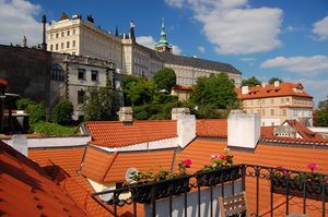 View from the terrace to the castle at Vegan's Prague in Prague