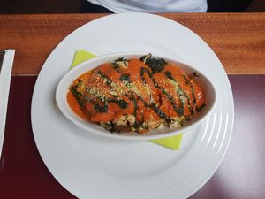 Zucchini lasagne at Vegan's Prague in Prague