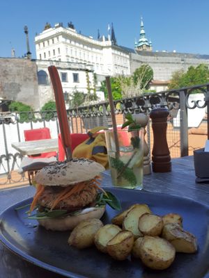 Satisfaction burger at Vegan's Prague in Prague