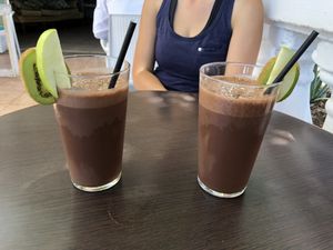 Chocolate and banana smoothie  at Eco Eco in Tenerife