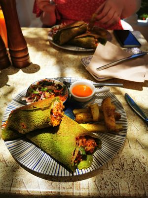 Burrito wrap. Potato rosties were amazing! at Eco Eco in Tenerife