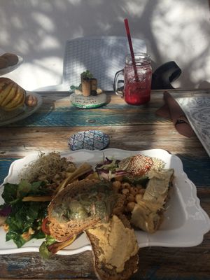 Buddha bowl and fresh juice  at Eco Eco in Tenerife