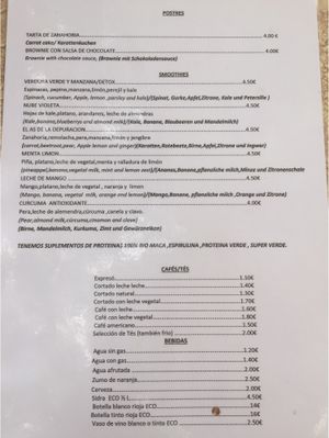 Menu2 at Eco Eco in Tenerife