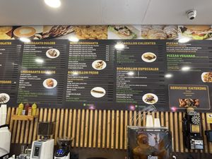 Anything in green text is vegan  at Crois-Sants in Barcelona