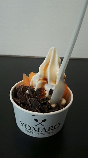 Frozen yoghurt with caramel sauce! at YOMARO in Cologne