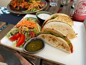 Tacos filled with jackfruit and pickled cactus   at Steffenhagen in Dresden
