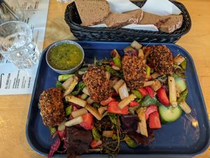 Asparagus and Strawberry Salad with Crusted Tofu at Steffenhagen in Dresden