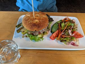 Hamburger comes with a nice side salad at Steffenhagen in Dresden