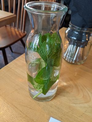 "Tap" water is served with cucumber and mint at Steffenhagen in Dresden