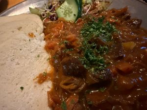 goulash w/ sliced dumplings  at Steffenhagen in Dresden