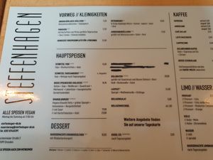 Menu at Steffenhagen in Dresden