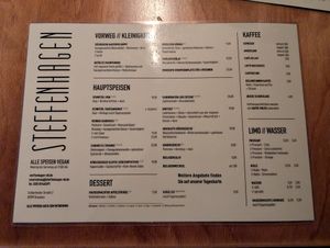 Speisekarte at Steffenhagen in Dresden