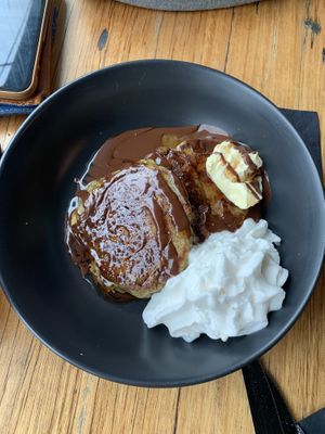 Pancakes with notella and whipped cream at Matcha Mylkbar in St Kilda