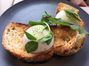 Poached vegan eggs on sourdough toast at Matcha Mylkbar in St Kilda