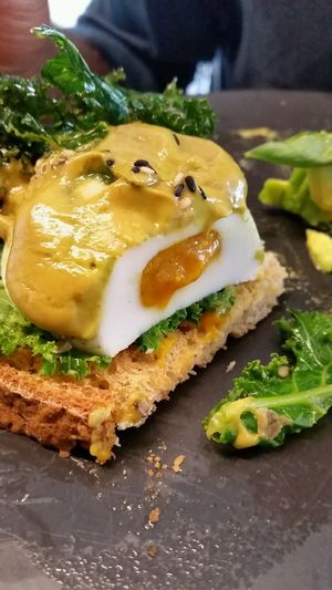 Hollandaise (vegan) eggs at Matcha Mylkbar in St Kilda