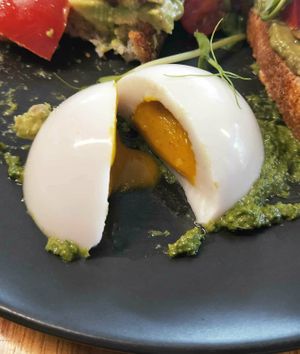 Vegan egg inside at Matcha Mylkbar in St Kilda